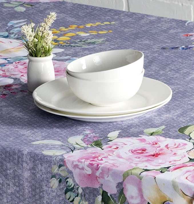 Maison d' Hermine Table Cloth Rectangle Table 100% Cotton 54 x 72 Inches Tablecloth Reusable for Dining Room, Farmhouse, Home, Party, Festive & Wedding Spring Summer - Sweet Rose Lavender - Lush