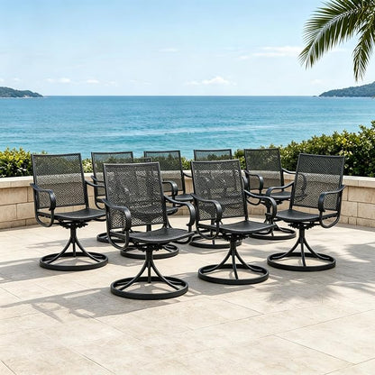 Outdoor Patio Dining Chairs Set of 8, All-Weather Metal Mesh Chairs by Unknown