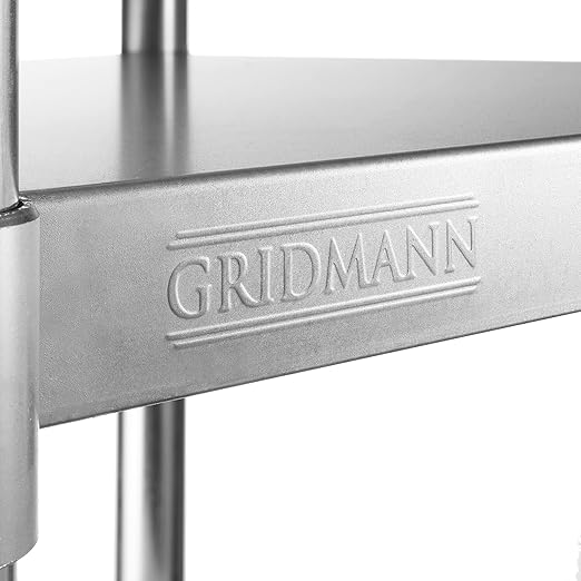 GRIDMANN Stainless Steel Work Table 12 x 24 Inches, NSF Commercial Kitchen Prep Table with Under Shelf for Restaurant and Home
