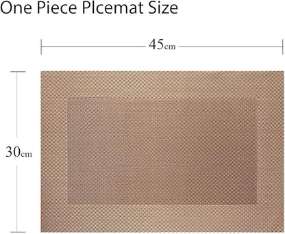 PIGCHCY Placemats Vinyl Washable Table Mats Elegant Non-Slip Placemats for Dinner Table Set of 4 (Champagne)
