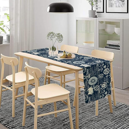 Marine Ship Table Runner, Nautical Pattern Seasonal Farmhouse Sea Rustic Kitchen Dining Table Decoration for Holiday Home Party Festival 13x108in