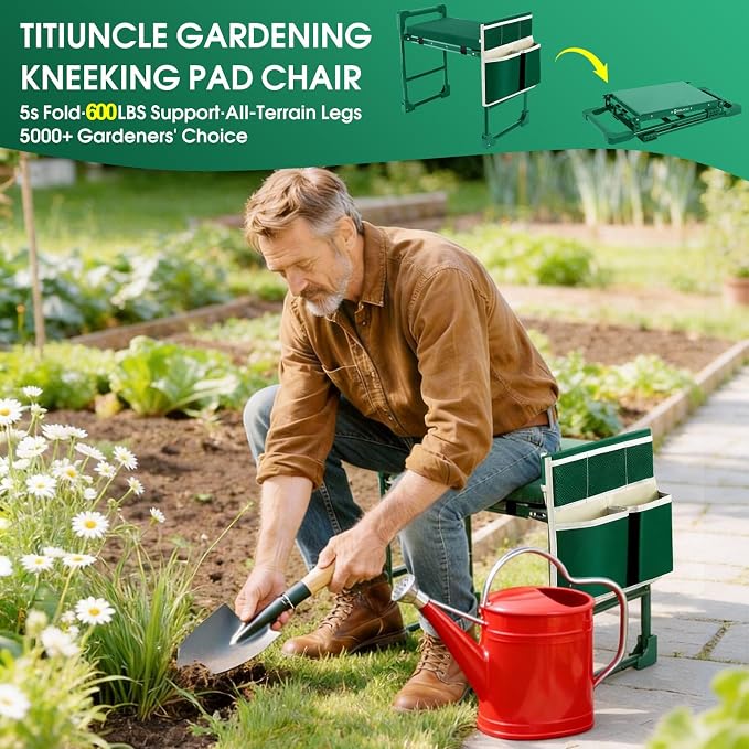 Garden Kneeler and Seat Heavy Duty 600LBS w/ Thicken Wide Soft Kneeling Pad | - Image 2