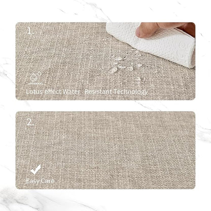 BALCONY & FALCON Placemats Set of 4 Faux Linen Cloth Place Mats Washable Waterproof Wrinkle Resistant Table Placemats for Dining Kitchen Farmhouse Indoor & Outdoor Use(Beige, 13.8”x 17.7”