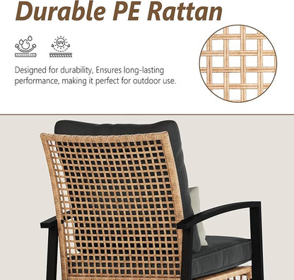 3 Piece Patio Rocking Chairs Set of 2, Outdoor Rocking Chair Bistro Set - Image 6