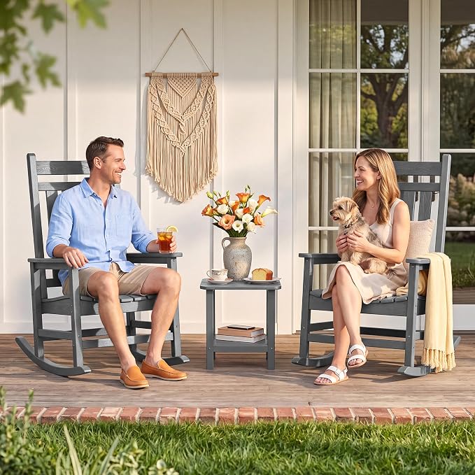 SERWALL Outdoor Rocking Chair, Oversized Rocker - Image 2