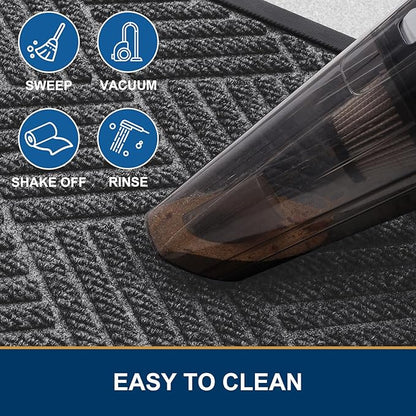 Smiry Front Door Mat Outside Entrance, Heavy Duty Outdoor Indoor Mat, Natural Rubber Doormat, Non Slip, Trap Dirt and Moisture, Easy Clean, Low Profile Patio Porch Entryway Mat, 59x35, Light Grey