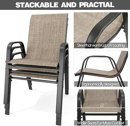 Patio Chairs Set of 4, Stackable Outdoor Dining Chairs - Image 3