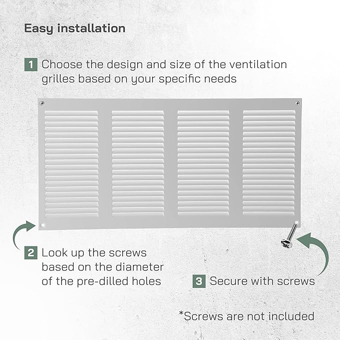 Vent Systems 16" x 8" Inch (Overall Dimensions) Pack of 5 - White - Air Vent Cover Metal Air Return Grill with Built-in Pest Guard Screen HVAC Vent Duct Cover for Home Improvement