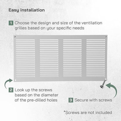 Vent Systems 16" x 8" Inch (Overall Dimensions) Pack of 5 - White - Air Vent Cover Metal Air Return Grill with Built-in Pest Guard Screen HVAC Vent Duct Cover for Home Improvement