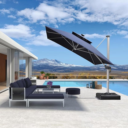 PURPLE LEAF Patio Umbrella 10' X 13' Double Top Solar LED Light, Support to - Image 2