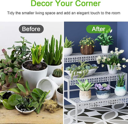 3-Tier Rectangular Metal Plant Stand, Ladder Flower Pot Rack | 3-tier stair - Image 3