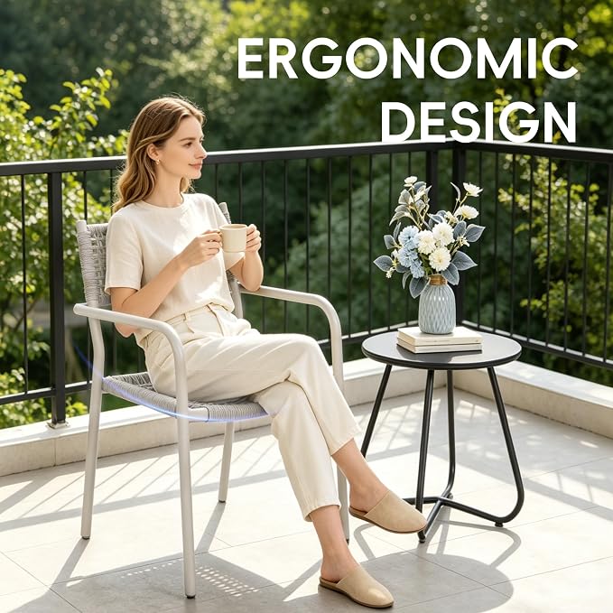 Patio Chairs Set of 4, Stackable Outdoor Dining Chairs - Image 7