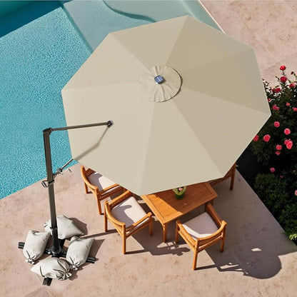 Devoko 10ft Solar LED Patio Umbrella, Round Cantilever Outdoor Umbrella - Image 2