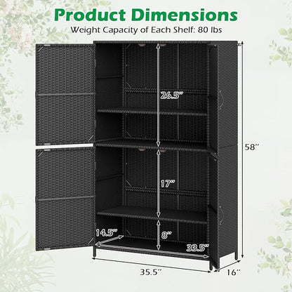 Tangkula Rattan Outdoor Storage Cabinet, Patiojoy Outdoor Cabinet - Image 7