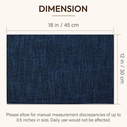 Blue Forest Placemats Set of 4, Dual-Layered Thickened Faux Linen Cloth Place Mats Heat Resistant Machine Washable Wrinkle Free Table Mats Indoor/Outdoor (Navy Blue)