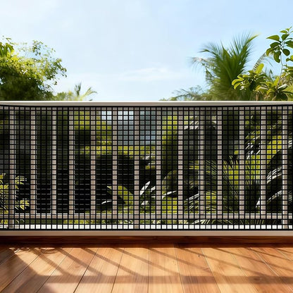 PotatoLife Plastic Wire Mesh Fence, Balcony Fence for Baby and Pets, Safety Fence, Stair Protector, Poultry, Garden, Tree Support, Durable Material, Free Zip Ties (Black, 15.7'' x 30')
