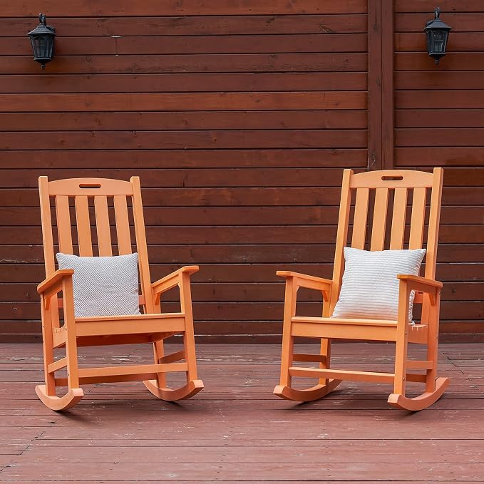 Oversized Outdoor Rocking Chair, HDPE Porch Rocker | High Back Rocking Chairs - Image 6