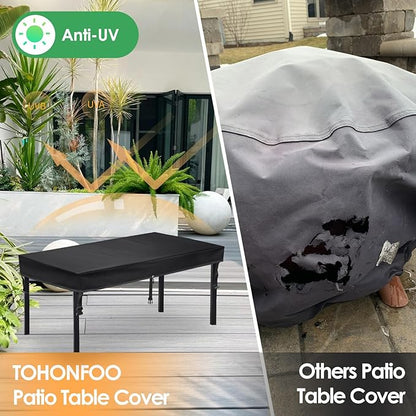 TOHONFOO Rectangular Patio Table Cover - Waterproof Anti-UV Outdoor Table Cover - Outdoor Patio Furniture Cover 72" L x 35" W x 6" H