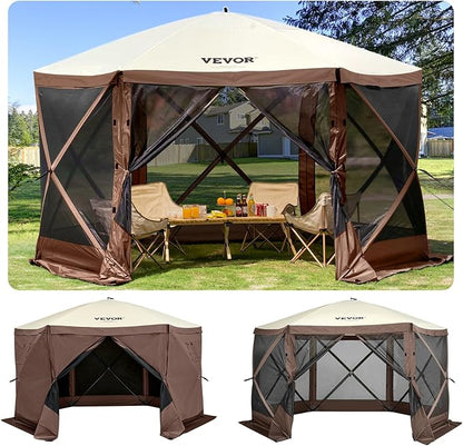 VEVOR Pop Up Gazebo Screen Tent 6 Sided Canopy Sun Shelter by VEVOR