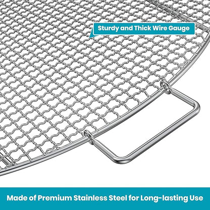 Stanbroil Fire Pit Cooking Grill Grate with 3 Support Bars - Outdoor Round BBQ Campfire Grill Grid - Camping Cookware - Stainless Steel, 36 Inch