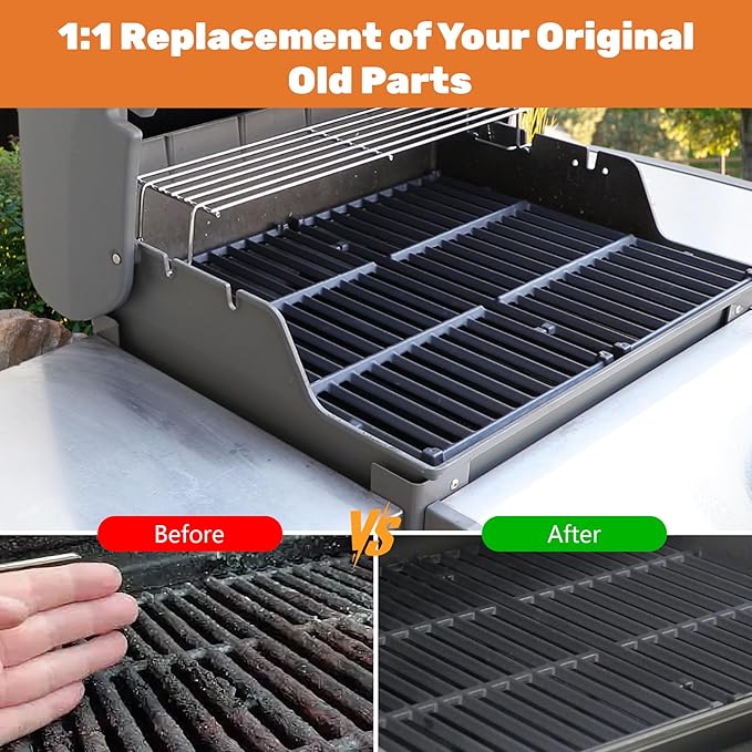 7637 Grill Grates for Weber Spirit E210 E220 S210 S220 S215 17.5” Cast Iron Grates Replacement Parts for Weber Spirit 2 Burner Gas Grill, 2 Pack