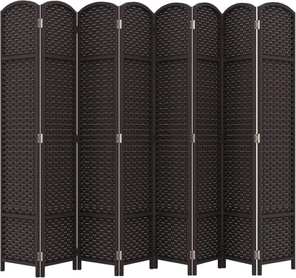 Room Divider 8 Panel Screen 5.6 Ft Tall Partition Room Dividers Brown Privacy Screens Folding Room Separation Free Standing Waterproof Wood Frame Wall Divider