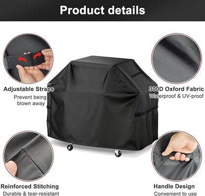 LBTING Grill Cover, 60-inch Heavy Duty 300D Oxford Waterproof Windproof UV Resistant BBQ Gas Grill Cover for Outdoor Barbecue Fit Most Brands Weber, Brinkmann, Char Broil, Holland
