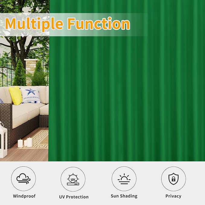 Easy-Going Outdoor Patio Curtains 2 Panels, 110x108 inch, Porch and Pergola - Image 5