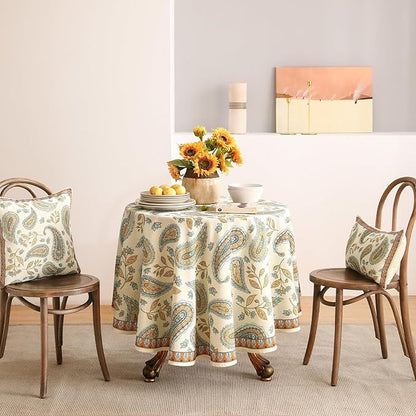 patdrea Designer Vintage French Small Table Cloth for Round Table,Italian Floral Tablecloth,Home Cover Fall Dacorative for Kitchen,Dining,Christmas,Thanksgiving,Tea Party,Diameter 55"-Lysaniya
