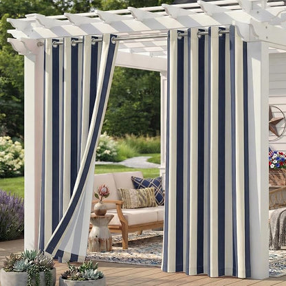 4 Panels Outdoor Stripe Curtains by Sunshelf