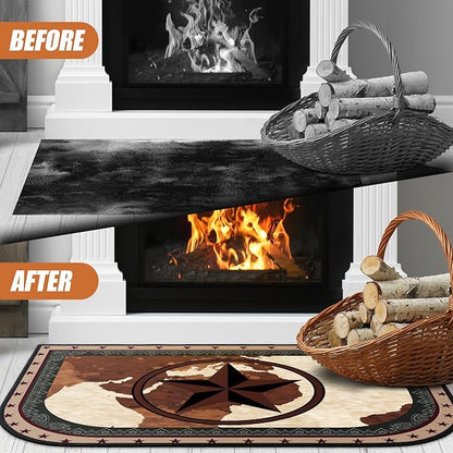 Demissle Cabin Fireplace Hearth Rug Fireplace Mats Cabin Southwestern Fireproof Rug Fire Resistant Mat for Wood Stove Floor for Kitchen Indoor Outdoor(27 x 48 Inch,Retro)