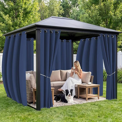 Outdoor Curtains for Patio Waterproof 6 Panels, Porch Sun Shade | Weatherproof - Image 4