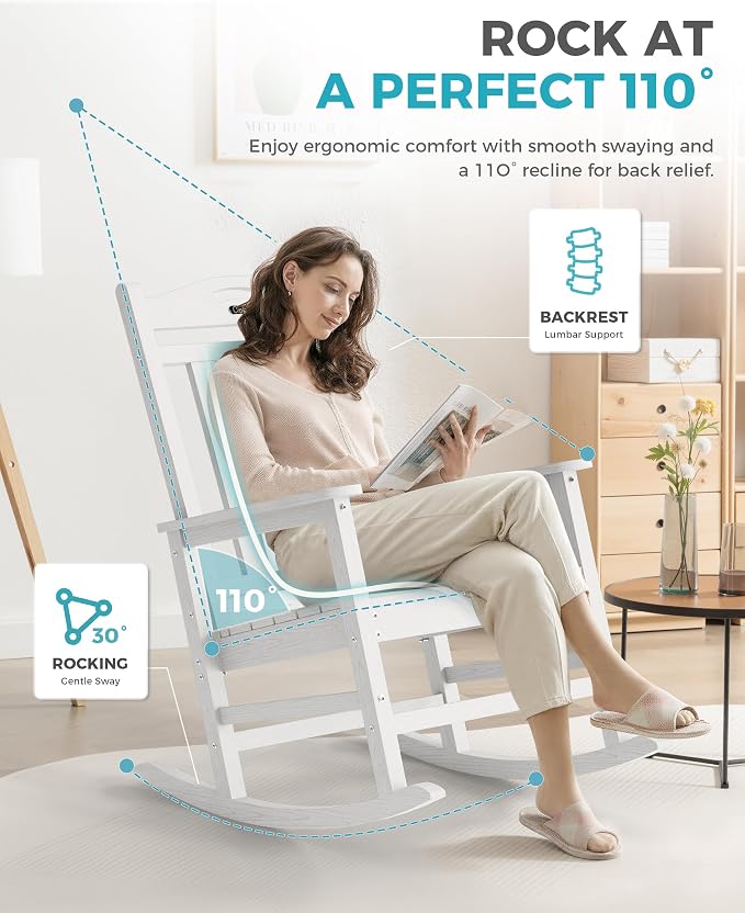 Oversized Outdoor Rocking Chairs, High Back Patio Rockers - Image 4