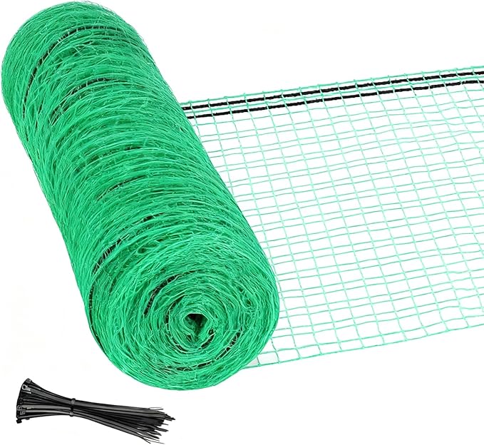 Garden Temporary Safety Fence, 4'x100' Roll with 50 Zip Ties, Resuable Plastic Mesh Fence for Garden Fencing, Construction, Snow Fencing, Animal Barrier, Poultry, Deer, Patio, Green