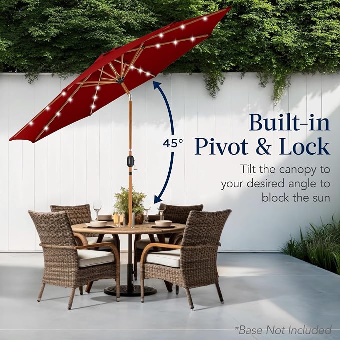 Best Choice Products 10ft Solar Market Patio Umbrella w/Woodgrain Pattern Pole - Image 5