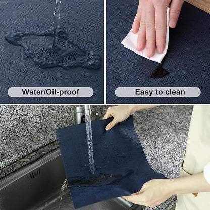 Homaxy Faux Leather Heat Resistant Placemats for Dining Table Set of 6, Waterproof Wipeable Washable PU Table Mats, Easy to Clean Anti-Slip Place Mats, 11.8" x 17", Navy Blue