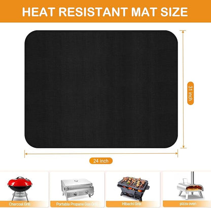 24×31 inches Under Grill Mats for Outdoor Grill, Tabletop Heat Resistant Fire Pit Mats for Countertop and Patio Protection-Fireproof & Waterproof & Oil Proof