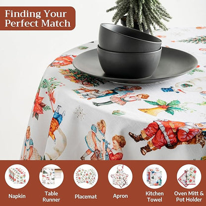 Maison d' Hermine Table Cloth Round Table 100% Cotton 69 Inches Fall Tablecloth Reusable Everyday Use for Thanksgiving Christmas Decorations Dining Farmhouse Party (Chromo)