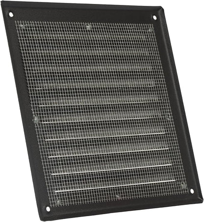 Vent Systems 6 x 6 Inch (Inner) Black Vent Cover - Square Metal HVAC Return Air Grille with Mesh Screen - Register Wall Vent Duct Grill - Outdoor, Indoor, Crawlspace - Exhaust Ventilation Grill