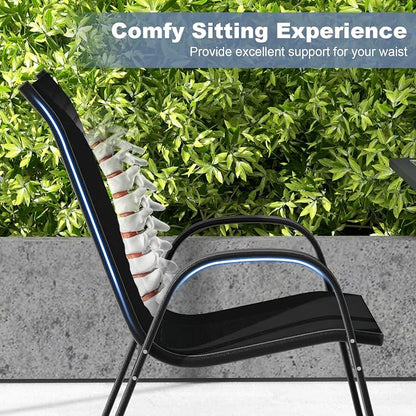 COSTWAY Patio Stackable Dining Chairs Set of 4 - Image 5