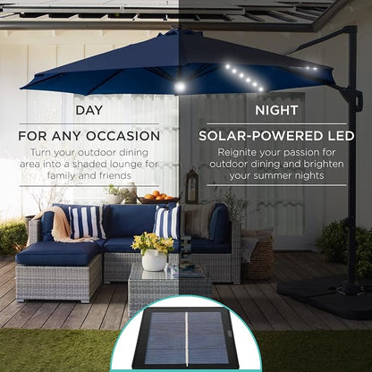 Best Choice Products 10ft Solar LED Cantilever Patio Umbrella, 360-Degree - Image 3