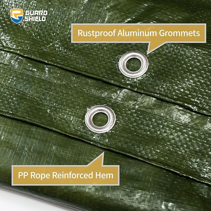 GUARD SHIELD Green Tarp Waterproof 12x16 Feet Medium Duty All Purpose Poly Tarps Cover 7mil (2-Pack)