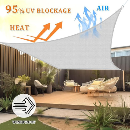 Shade&Beyond Rectangle Sun Shade Sail 10'X13' Permeable Canopy Light Grey - Image 2