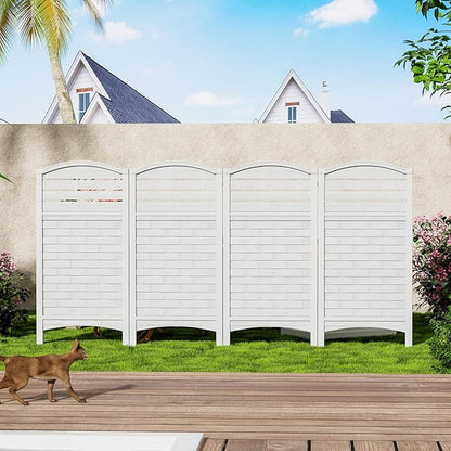 Outdoor Fence Privacy Panels,Resin Privacy Fence Panels for Outside,Air Conditioner/Trash Can/Pool Equipment Enclosure 4-Pack(Off-White)