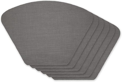 DII PVC Tabletop Collection Woven Indoor/Outdoor, Wedge Placemat Set, Gray, 6 Piece