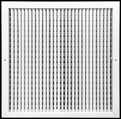 20" X 20" Adjustable AIR Supply Diffuser - HVAC Vent Cover Sidewall or Ceiling - Grille Register - High Airflow - White [Outer Dimensions: 21.75"w X 21.75"h]