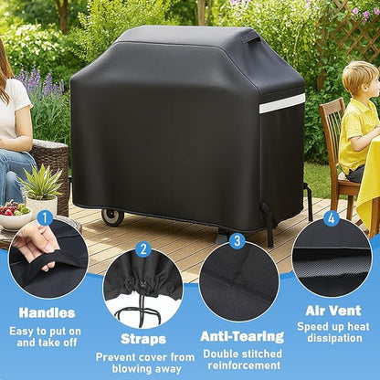 Utheer 65 Inch Barbecue Grill Cover, Heavy Duty Waterproof Charcoal Gas Grill Cover, Special Fade and UV Resistant Material, All Weather Protection, for Weber Char-Broil Nexgrill Brinkmann and More
