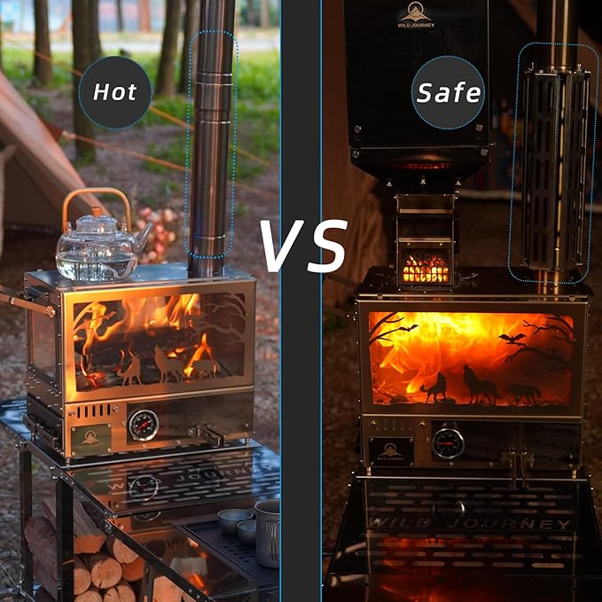 304 Stainless Steel Chimney Fireproof Pipe, Burn-Proof Stove Tube Protector - Mesh Design, Removable & Reusable, Designed Exclusively for CAMPJOURNEY Wood Burning Stoves