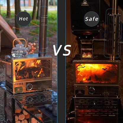 304 Stainless Steel Chimney Fireproof Pipe, Burn-Proof Stove Tube Protector - Mesh Design, Removable & Reusable, Designed Exclusively for CAMPJOURNEY Wood Burning Stoves