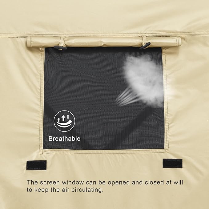 MASTERCANOPY Wind Screen Side Panel with Window for 12x12 Escape Screen Shelter Canopy Tent - Weatherproof, UV Resistant Sun Shade Attachment Accessory (Beige, 1 Pack)